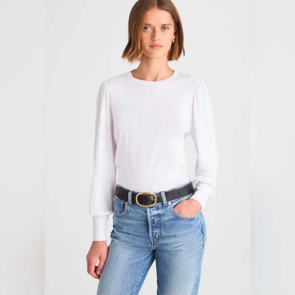 Madewell Long Sleeve Top In Soft Slub White size XL NWT